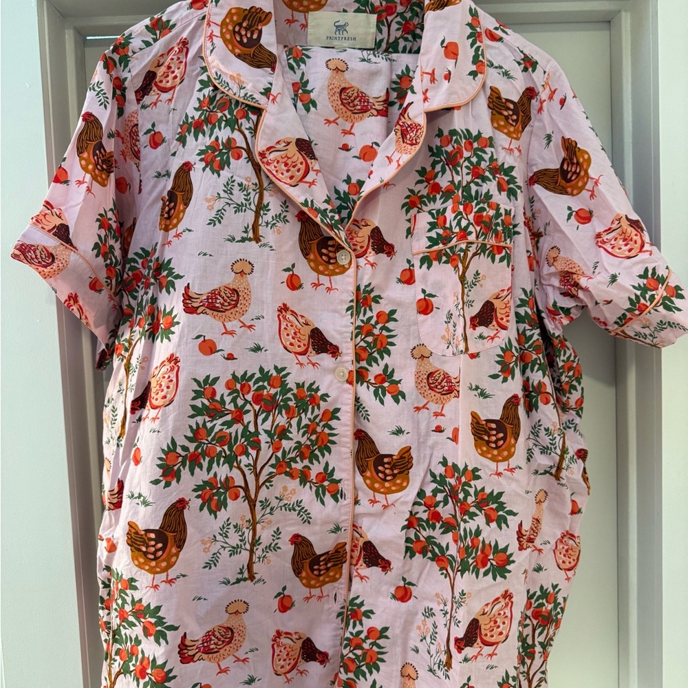 Printfresh Hen House Short Sleeve Top and Cropped Pants